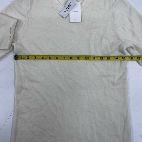 Wilfred Women's Long Sleeve Crew Neck Knit Top Light Birch Cream NWT Sz XL