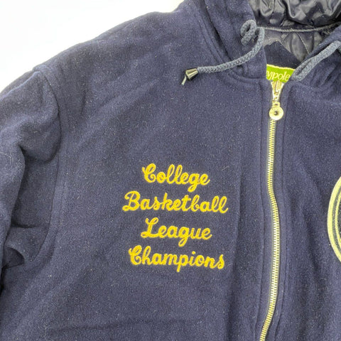 Vintage 90s Maypole Basketball Champs Hooded Varsity Jacket Embroidered Sz L