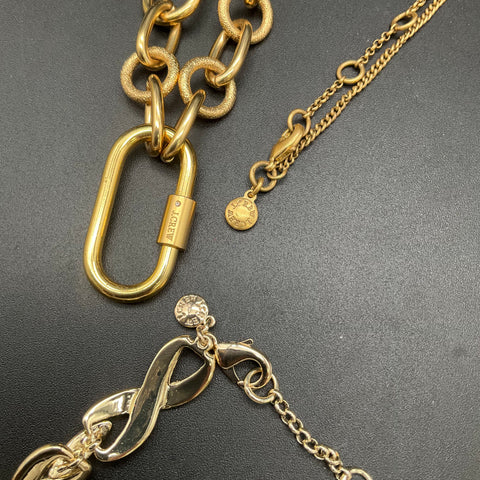 J. Crew Costume Jewelry Lot 6pc Gold Tone Necklaces Orange Enamel Bangle