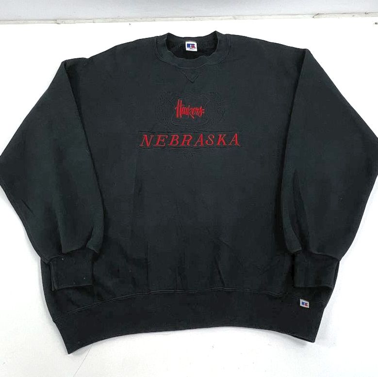 Vintage 90s Russell Athletic Nebraska Huskers Embroidered Sweatshirt XL USA Made