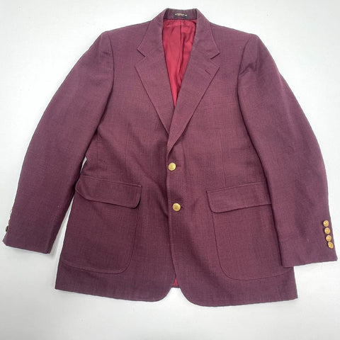 Vintage 80s diBenedetto Burgundy Gold Button Blazer Sport Coat Sz L