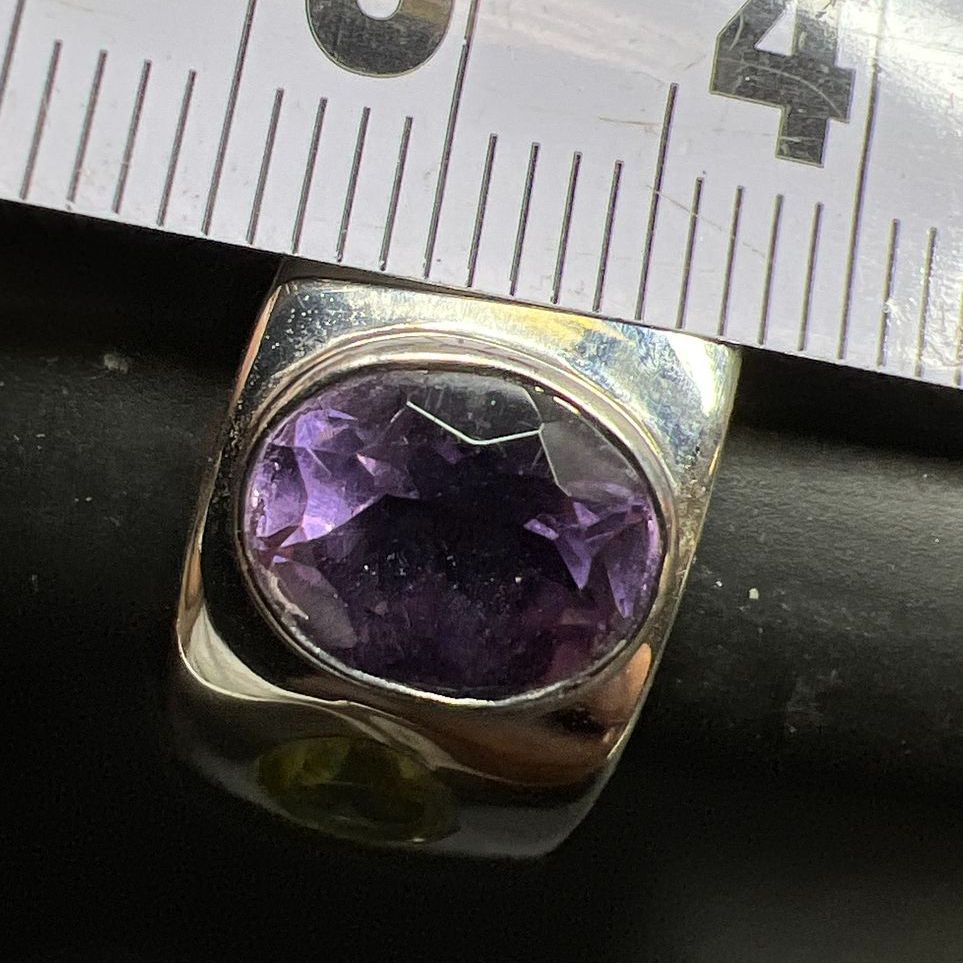 925 Sterling Silver Green & Purple Stone Ring Size 7 8.18g