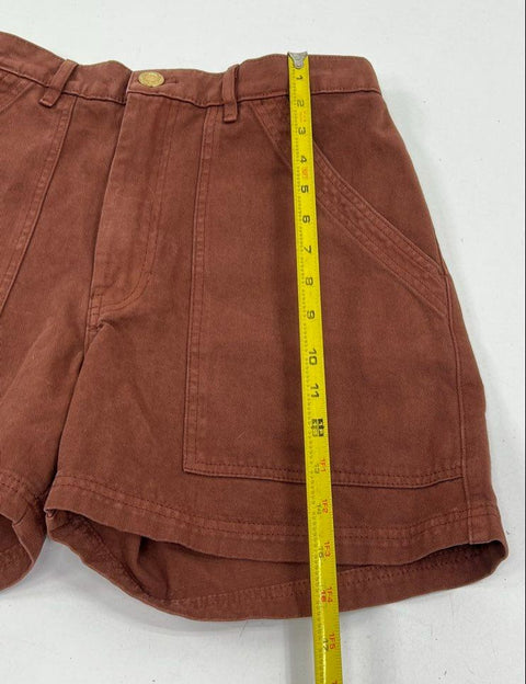 Big Bud Press Women's Work Shorts Brown High Rise Cotton Twill Size S