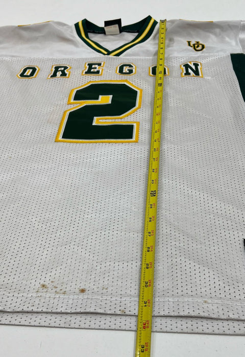 Men's Playmaker White & Green Short Sleeve Ducks Team Jersey #2 - Size Large