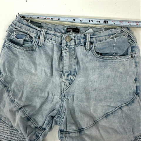 True Religion Men's Rocco Skinny Jeans Light Wash Biker Moto Distressed Size 33