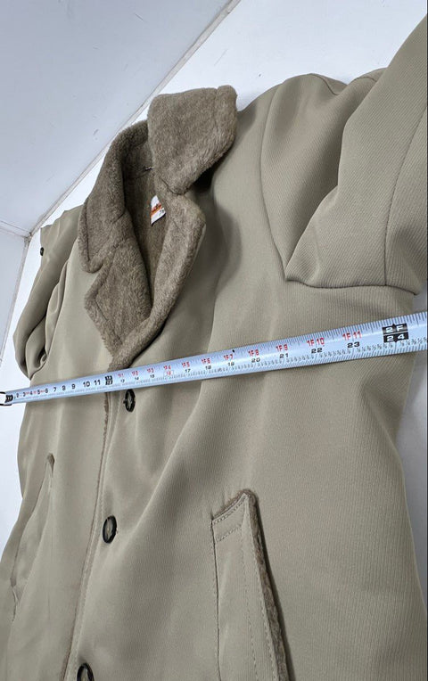 Vintage 70s Contemporary Sportif Faux Fur Lined Shearling Style Car Coat Sz 44