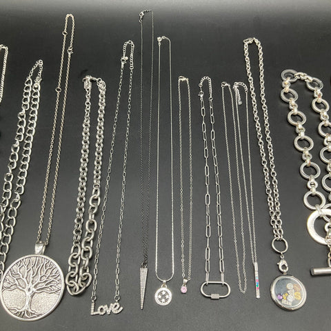 Guess Ralph Lauren Silver Tone Necklaces Jewelry Lot 15 Tree of Life Believe