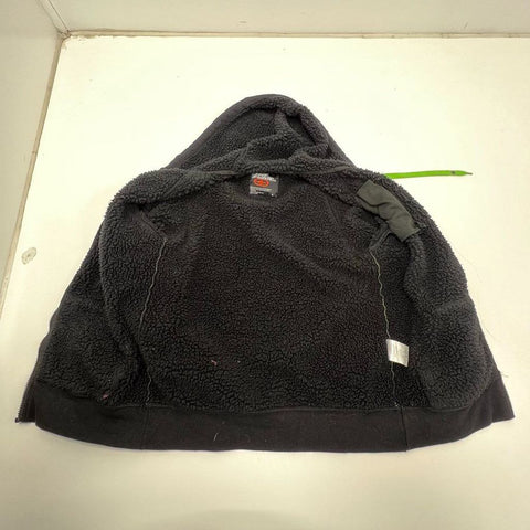 Vintage Y2K No Fear Men's Black Gray Plaid Sherpa Lined Full Zip Hoodie S