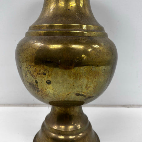 Vintage Large Brass Vase Scalloped Rim Flared Neck Made in India 20 Inch