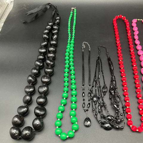 Vintage Style Colorful Beaded Necklace Lot of 9 Retro Chunky Statement Pieces
