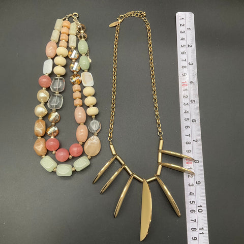 Blush Pink Taupe Jewelry Lot Faux Pearl Tassel Necklaces Earrings 10 Pc