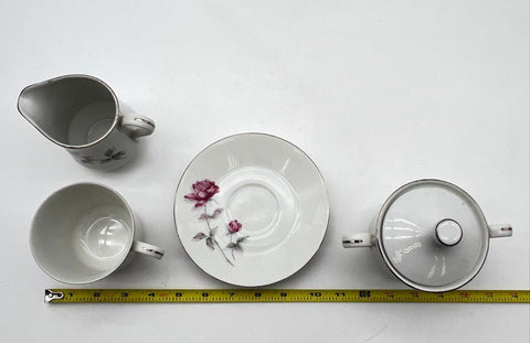 Nasco Rose Bramble Fine China Tea Set 9 Piece Cups Saucers Sugar Creamer Japan