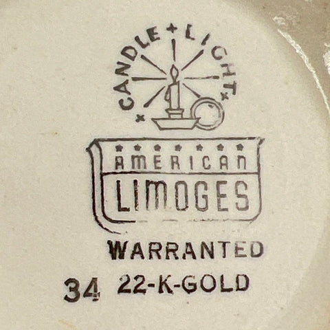 American Limoges Federal Coral Pink 22K Gold China Set 19pc Soup Bowls Plates