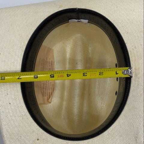 Vintage Wrangler Men's 7X Straw Cowboy Hat Western Leather Band Natural Large