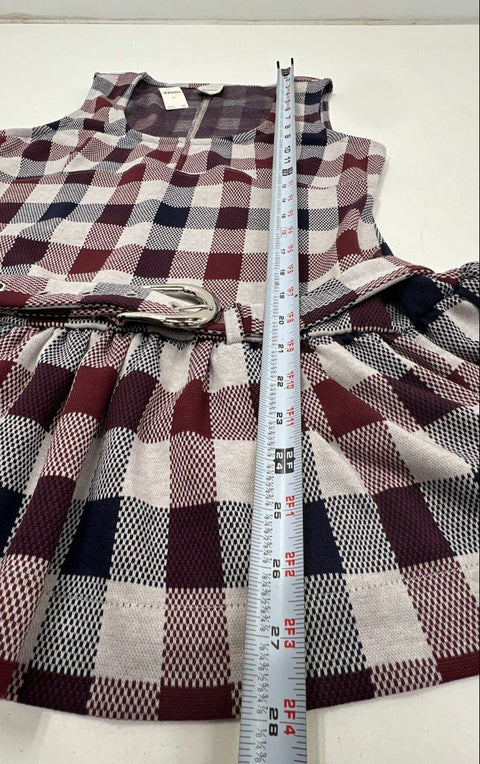 Maeve Anthropologie Women's Burgundy Navy Plaid Belted Peplum Dress NWT Sz M