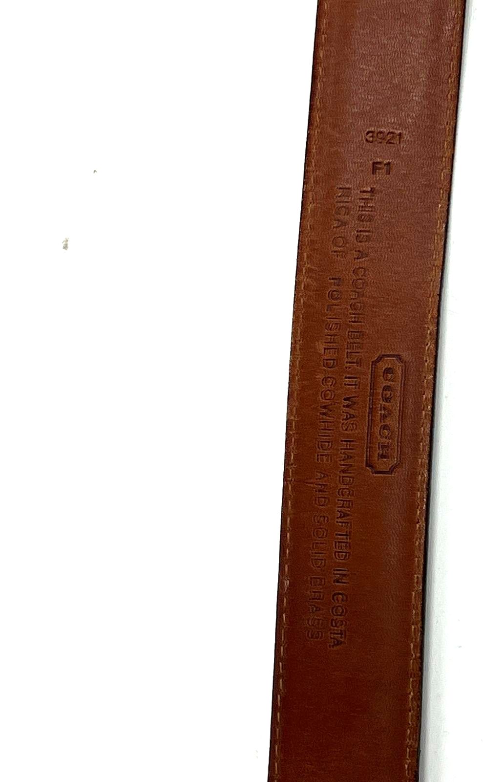 VTG Women's Coach Burgundy Maroon Wine Cowhide 3921 Brass Buckle Belt - Size 38