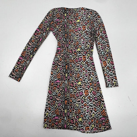 BCBGMAXAZRIA Women's Adele Wrap Dress Multicolor Leopard Print NWT Sz XXS