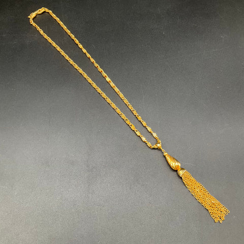Vintage Gold Tone Costume Jewelry Lot 5 Necklaces Tassel Enamel Rhinestone