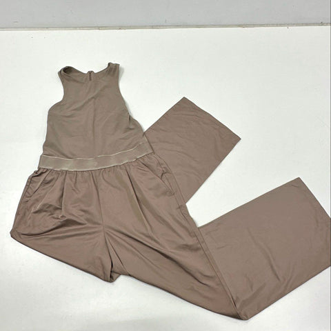 Victoria's Secret Women's Taupe Sleeveless Wide Leg Jumpsuit Back Cutout Sz L