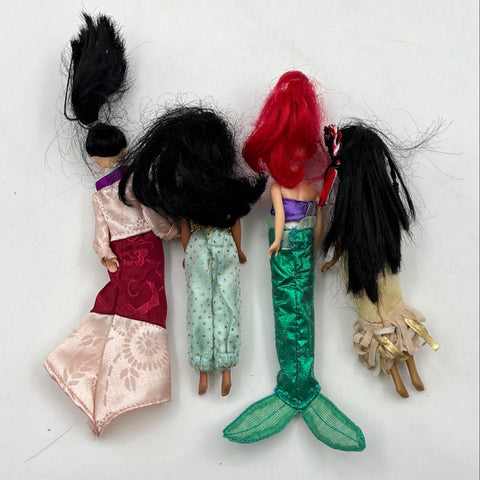 Disney Princess Mini Doll Lot of 4 Mulan Jasmine Ariel Pocahontas Small Figures
