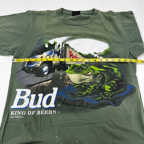 Vintage 1995 Budweiser Frog Truck T-Shirt Single Stitch Changes Made USA Sz L