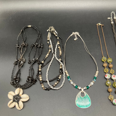 Vintage to Modern Costume Jewelry Lot of 9 Necklaces Beaded Pendant Bohemian