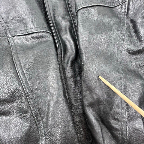 Vintage 90s Phase 2 Genuine Leather Bomber Jacket Quilted Lined Biker Sz 3XL