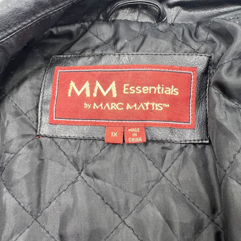 Vintage Y2K Marc Mattis Black Faux Leather Quilted Lined Jacket Women's 1X