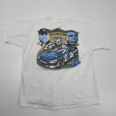 Vintage Mark Martin #6 Viagra Roush Racing NASCAR T-Shirt Double Sided Sz XL