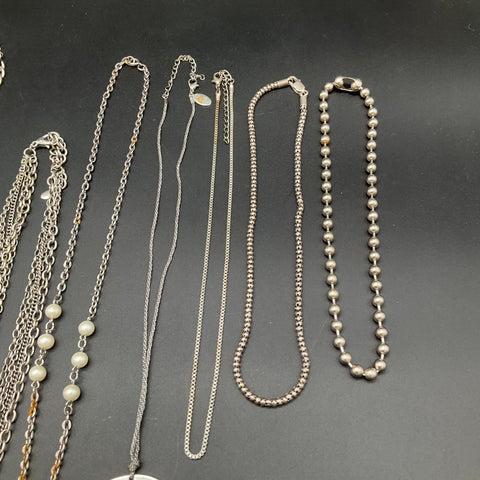 Brighton & Mixed Silver Tone Necklace Lot of 11 Statement Fashion Jewelry