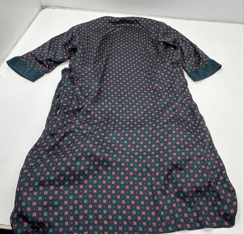 Vintage 90s Victoria's Secret Women's Teal Geometric Terry Lined Robe Sz P/S
