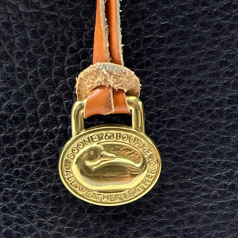 Vintage 90s Dooney Bourke Black Tan All Weather Leather Satchel Crossbody Bag