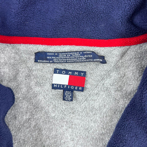 Tommy Hilfiger Men's Gray Quarter Zip Fleece Colorblock Pullover Sz 2XLT