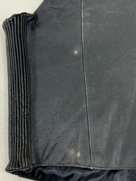 Interstate Leather Black Genuine Leather Biker Motorcycle Vest Men's L