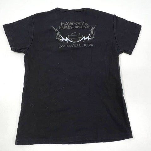 Harley-Davidson Women's 2 T-Shirt Lot Black Graphic Rhinestone Glitter Size L