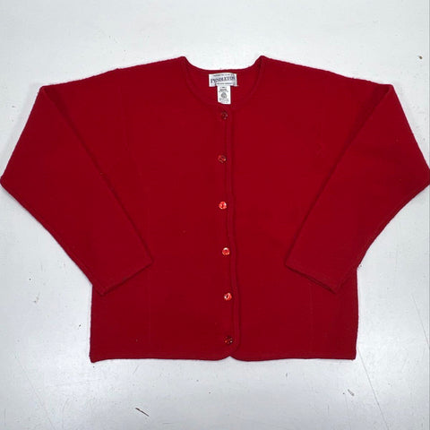 Vintage 90s Pendleton Women's Red Pure New Wool Button Up Cardigan Sweater Sz M