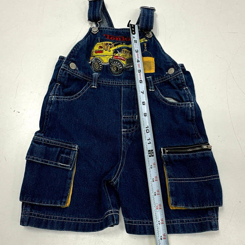 Vintage 2001 Tonka Kids Denim Cargo Shortalls Construction Vehicle Blue Sz 3T