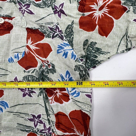 Pendleton Gray Red Hawaiian Floral Palm Tree Button Up Shirt Women's XXL