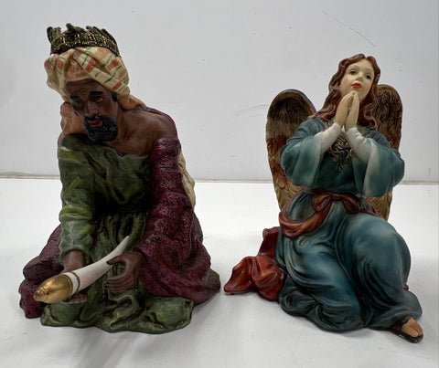 Nativity Scene Set Lot 17 Pieces Large Scale With Stable Hand-Painted Ceramic