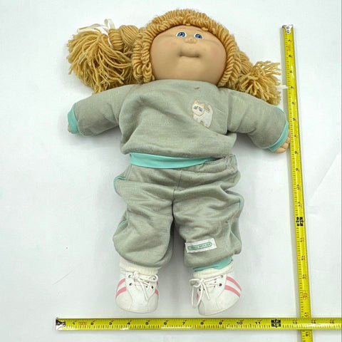 Vintage Cabbage Patch Kids Coleco Doll Blonde Yarn Hair Blue Eyes 16 Inch