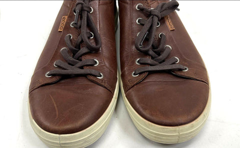 Ecco Soft Classic Brown Leather Low Top Casual Sneakers Men's Size EU 44