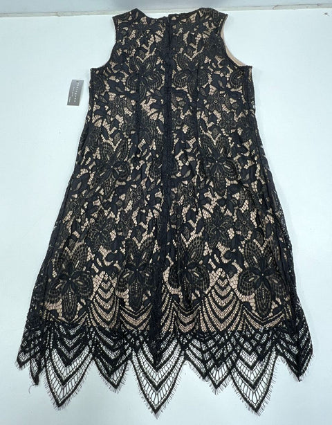 Sharagano NWT Black Tan Floral Lace Sheath Dress Women's Size 16W