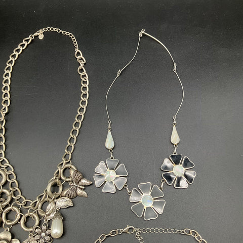 Silver Tone Floral Nature Theme Fashion Jewelry Necklace Lot of 6