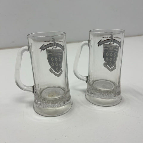 Vintage 1970 Quincy College Holiday Tournament Glass Beer Mugs Set of 4