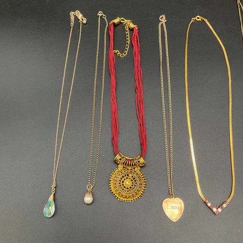 Gold Tone Fashion Necklace Lot of 10 Butterfly Heart Filigree Pendants