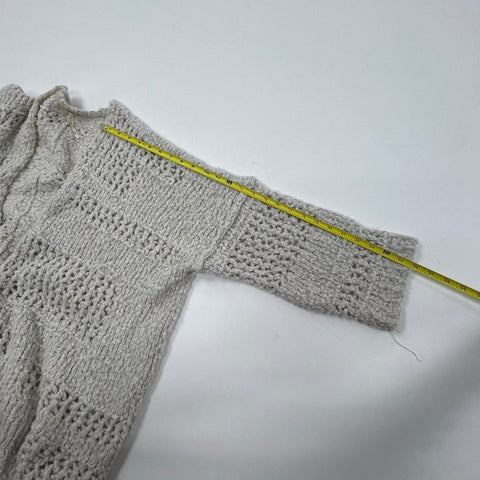 Free People Women's Gray Homecoming Chunky Knit Boucle Open Front Cardigan M/L
