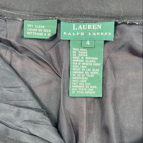 Lauren Ralph Lauren Women's Black Pinstripe Wool Slacks Pleated Pants Sz 4