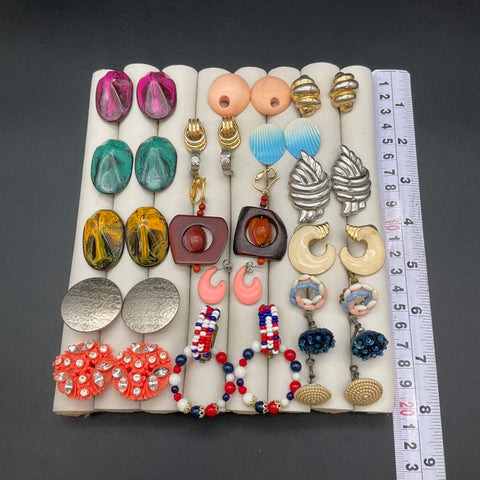 Vintage Costume Jewelry Lot 18 Pairs Earrings Pierced & Clip-On Signed Trifari