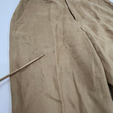 Lauren Ralph Lauren Women's Tan 100% Linen Lined Straight Leg Pants Sz 8