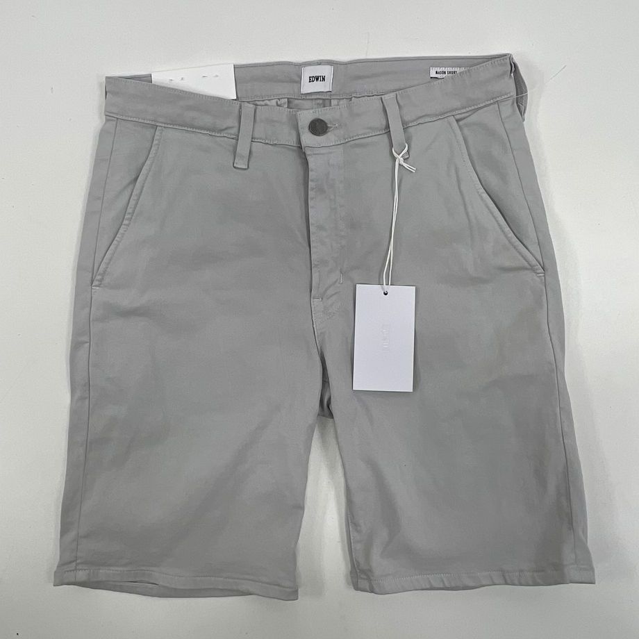 NWT Men's Edwin Mason Plain Grey Slim Chino Style Shorts - Size 28